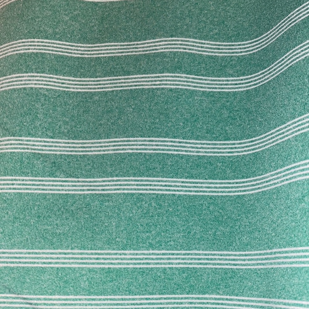 Green and white striped polo, like new, medium - Picture 3 of 4